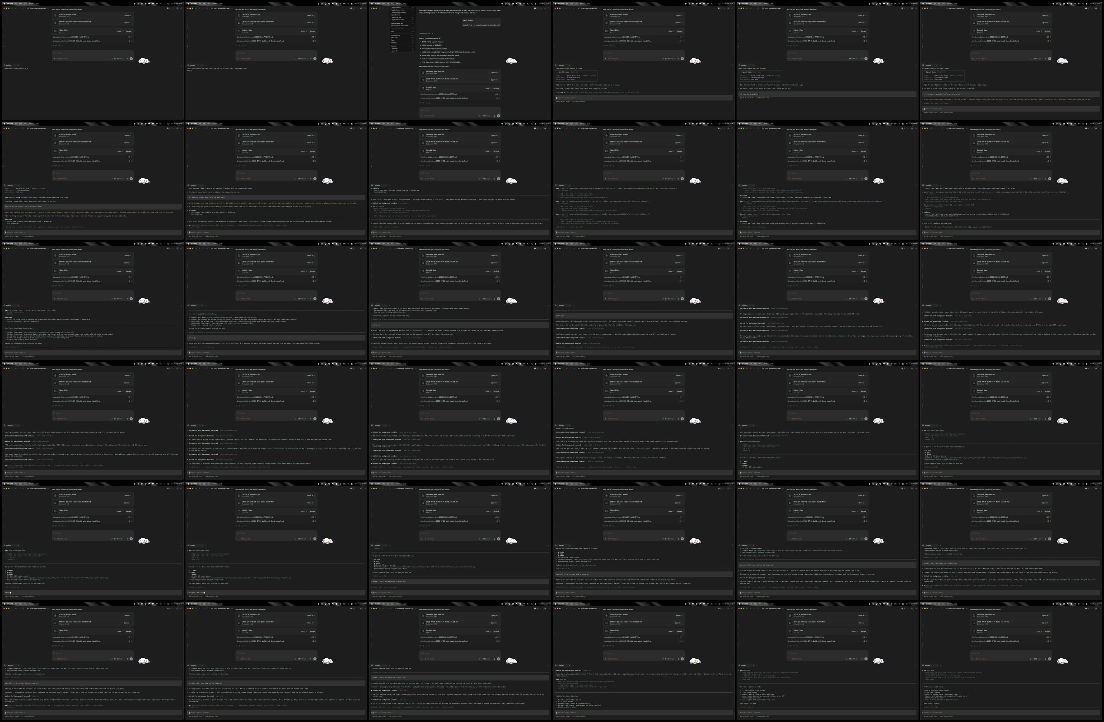 A contact sheet of the original screen recording, showing the terminal workflow at successive times.